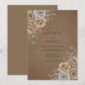 Invitation Mariage Rose Crème Moka (Devant / Derrière)