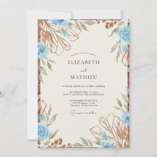 Invitation Mariage Rose Cuivre Azur