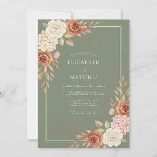 Invitation Mariage Rose Cuivre de Mousse (Devant)