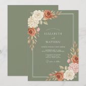 Invitation Mariage Rose Cuivre de Mousse (Devant / Derrière)