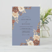 Invitation Mariage Rose Cuivre Myosotis (Debout devant)