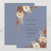 Invitation Mariage Rose Cuivre Myosotis (Devant / Derrière)