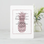 Invitation Mariage rose d'ananas Gold (Debout devant)