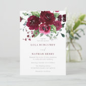 Invitation Mariage Rose d'aquarelle de Bourgogne (Debout devant)