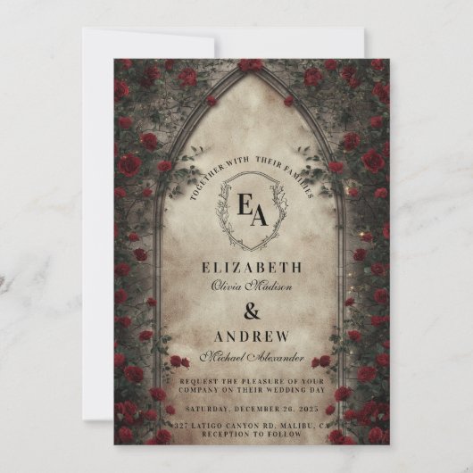 Invitation Mariage Rose d'arcade sombre (Devant)