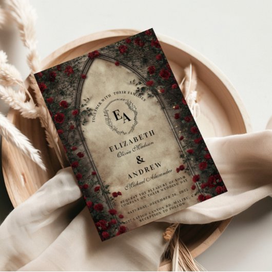 Invitation Mariage Rose d'arcade sombre