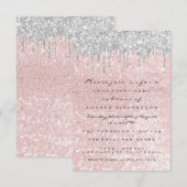 Invitation Mariage Rose D'argent Gouttes Douces 16 Ans (Devant / Derrière)