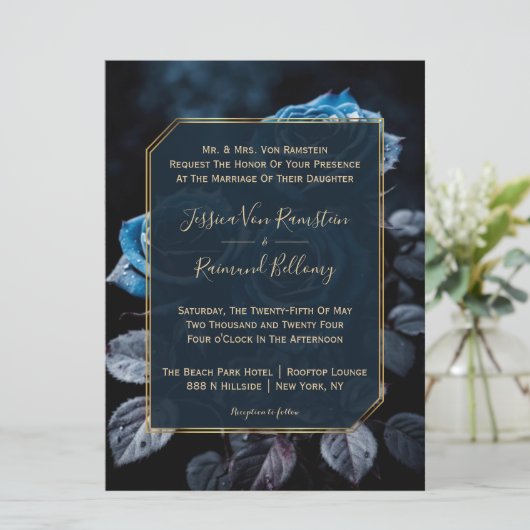 Invitation Mariage Rose de Bourgogne (Debout devant)