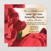 Invitation Mariage rose de coin rouge (Devant / Derrière)