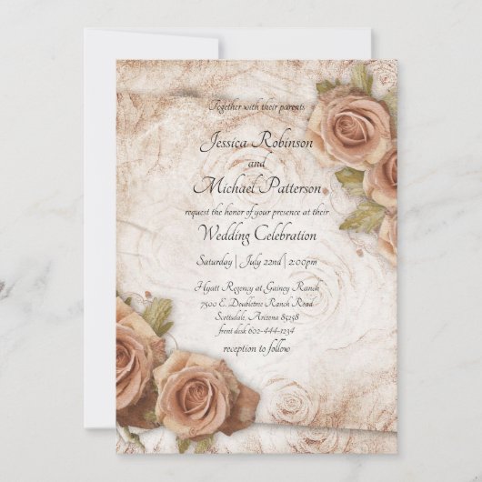 Invitation Mariage Rose de couleur douce (Devant)