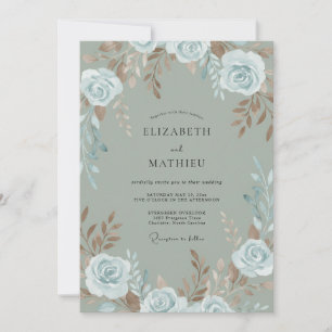 Invitation Mariage Rose de Cuivre sur Ardoise