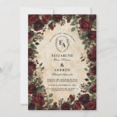 Invitation Mariage Rose de dentelle noire victorienne (Devant)