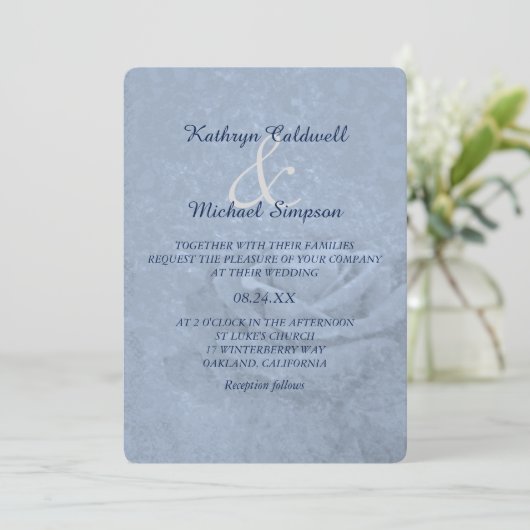 Invitation Mariage Rose de glace bleu (Debout devant)
