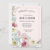 Invitation Mariage rose de l'aquarelle romantique (Devant)