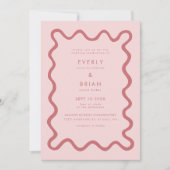 Invitation Mariage rose de ligne à main glissante (Devant)