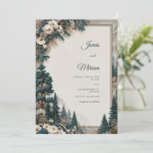 Invitation Mariage Rose de Pin Bleu (Debout devant)