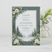 Invitation Mariage Rose de Pin enneigée (Debout devant)