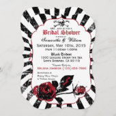 Invitation Mariage Rose de Pirate Goth (Devant / Derrière)