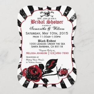 Invitation Mariage Rose de Pirate Goth