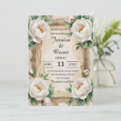 Invitation Mariage Rose de pivoine aquarelle délicate (Debout devant)