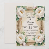 Invitation Mariage Rose de pivoine aquarelle délicate (Devant / Derrière)