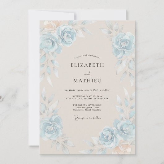 Invitation Mariage Rose de Sable Céleste (Devant)