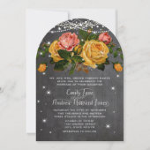 Invitation Mariage Rose de tableau de bord rose et jaune (Devant)