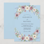Invitation Mariage Rose délicate céruléenne (Devant / Derrière)
