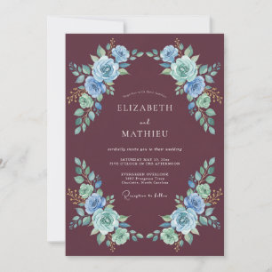 Invitation Mariage Rose d'Hiver Raffiné au Prune