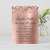 Invitation Mariage Rose d'huile d'or (Debout devant)