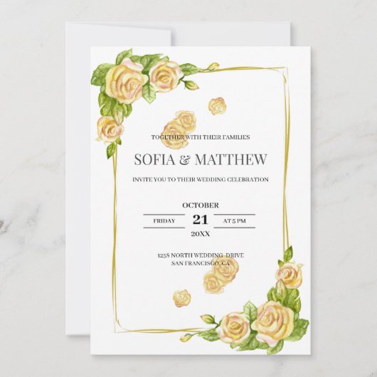 Invitation Mariage Rose d'or (Devant)