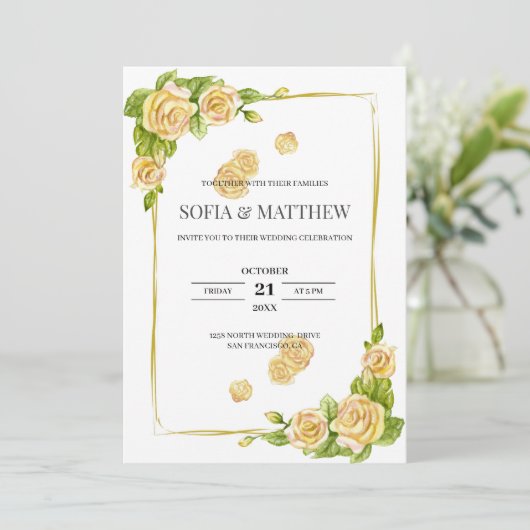 Invitation Mariage Rose d'or (Debout devant)