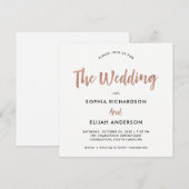 Invitation Mariage rose d'or de Faux manuscrit et moderne de (Devant / Derrière)