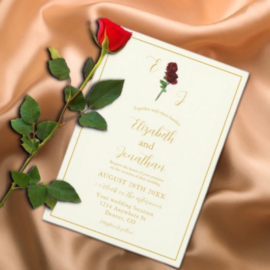 Invitation Mariage Rose d'or ivoire