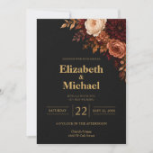 Invitation Mariage Rose d'Or Noir (Devant)