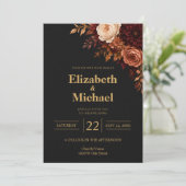 Invitation Mariage Rose d'Or Noir (Debout devant)