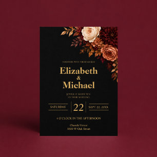 Invitation Mariage Rose d'Or Noir