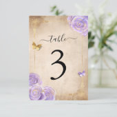 Invitation Mariage Rose d'or violet clair Numéro de tableau C (Debout devant)