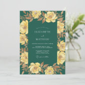 Invitation Mariage Rose Dorée Émeraude (Debout devant)
