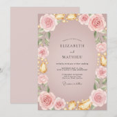 Invitation Mariage Rose Dorée Mauve Douce (Devant / Derrière)