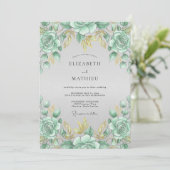 Invitation Mariage Rose Dorée Mousse de Mer (Debout devant)