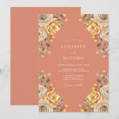 Invitation Mariage Rose Dorée Terracotta (Devant / Derrière)