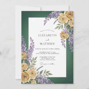 Invitation Mariage Rose Dorée Verte Forêt