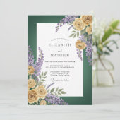 Invitation Mariage Rose Dorée Verte Forêt (Debout devant)