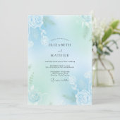 Invitation Mariage Rose Douce Aqua Menthe (Debout devant)