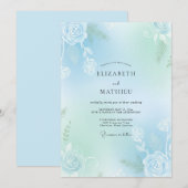 Invitation Mariage Rose Douce Aqua Menthe (Devant / Derrière)