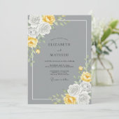 Invitation Mariage Rose Douce Jaune Gris (Debout devant)