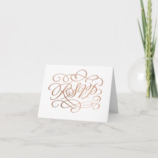 Invitation Mariage rose du l'Aluminium-Effet RSVP d'or (Devant)