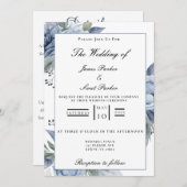 Invitation Mariage Rose Dusty Blue (Devant / Derrière)