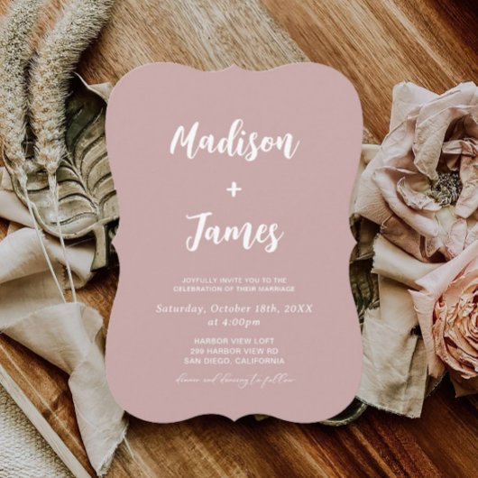 Invitation Mariage Rose Dusty moderne